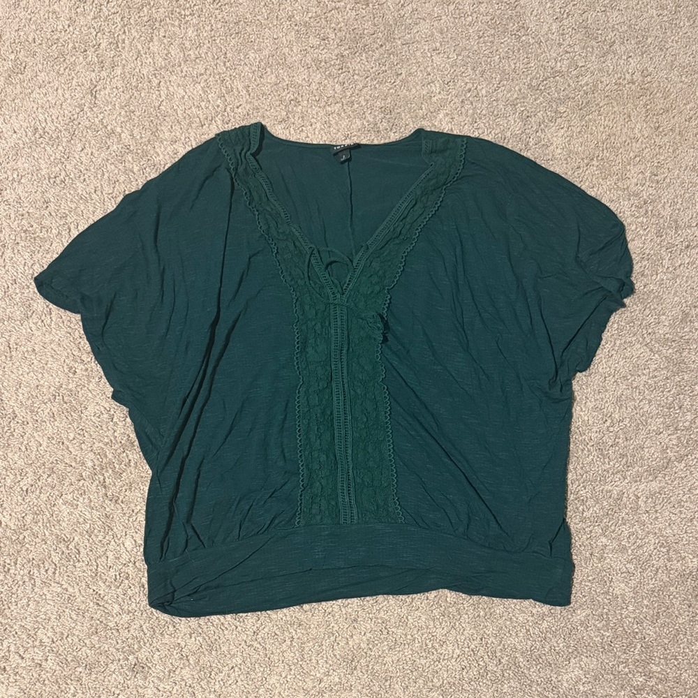 Torrid Teal Lace-Trim Blouse